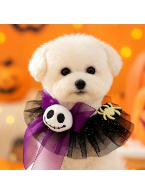 PUOŠNI APYKAKLĖ ŠUNIMS, UŽRIŠAMA, HALLOWEEN (VIOLETINĖ)