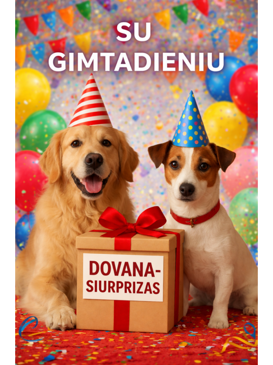 DOVANA - SIURPRIZAS "GIMTADIENIS" (VIDUTINIŲ BEI DIDESNIŲ VEISLIŲ ŠUNIMS)