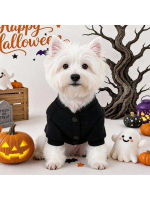 DŽEMPERIS ŠUNIUKUI "HALLOWEEN" UŽSEGAMAS (JUODAS) SU KILPUTE