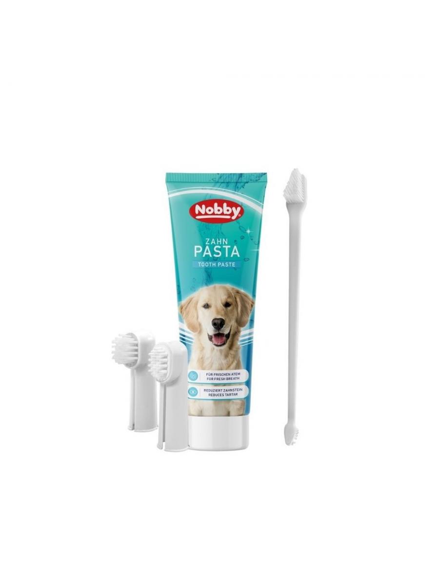 DANTŲ ŠEPETUKŲ RINKINYS + DANTŲ PASTA ŠUNIUKUI "NOBBY"