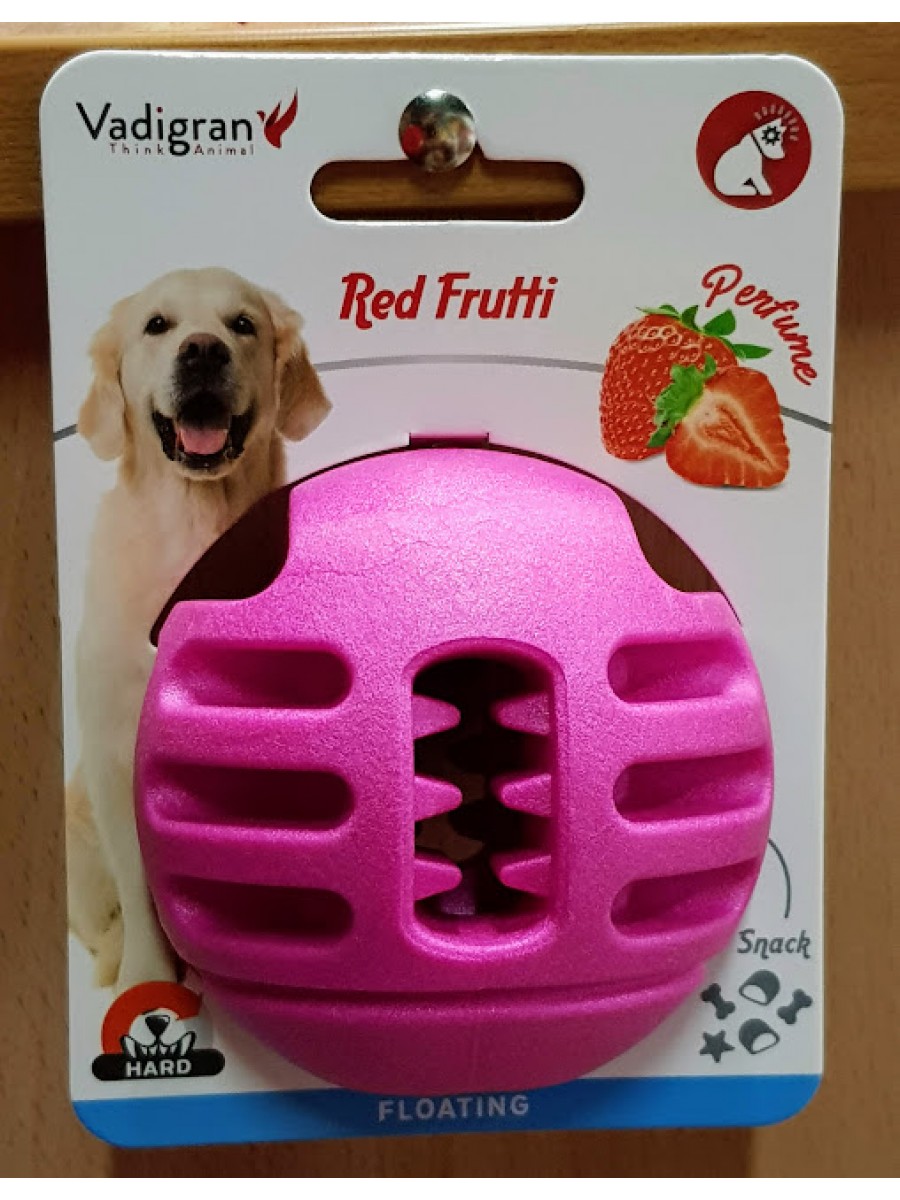 VDG TPR Red Frutti Ball skanėstų kamuolys didesniam šuniui 8cm